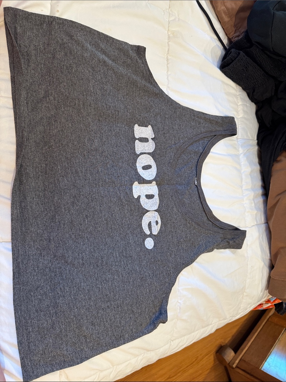 Gray Tank Top with "nope." Graphic